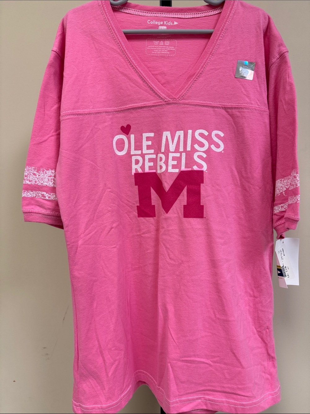 Ole Miss Rebels Kids' Pink V-Neck Tee
